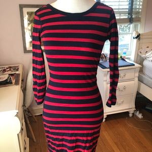 Cotton Blue and Red Striped Dress from Express